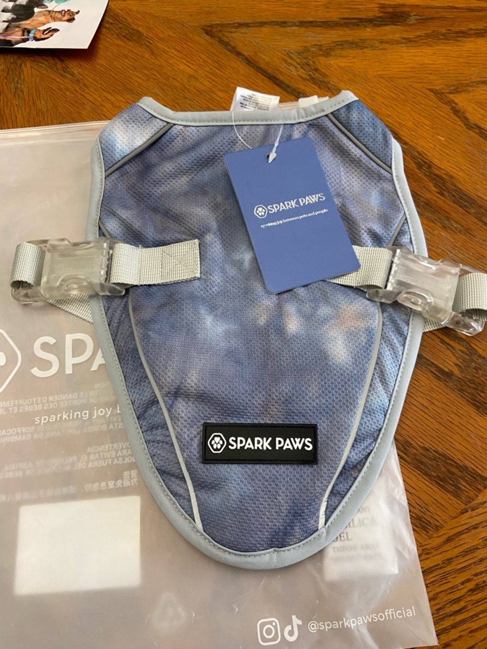 Spark Paws Blue Tie-Dye Dog cooling vest size small